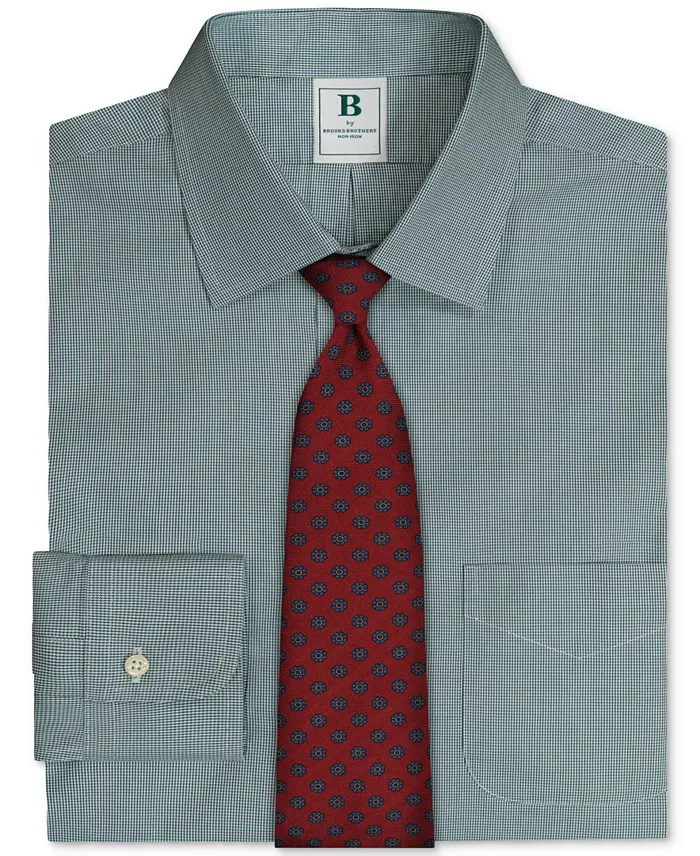 Men's Regular-Fit Spread Collar Micro-Houndstooth Dress Shirt - thumbnail 10