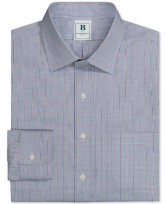 Brooks Brothers Men's Regular-Fit Spread Collar Grid Check Dress Shirt