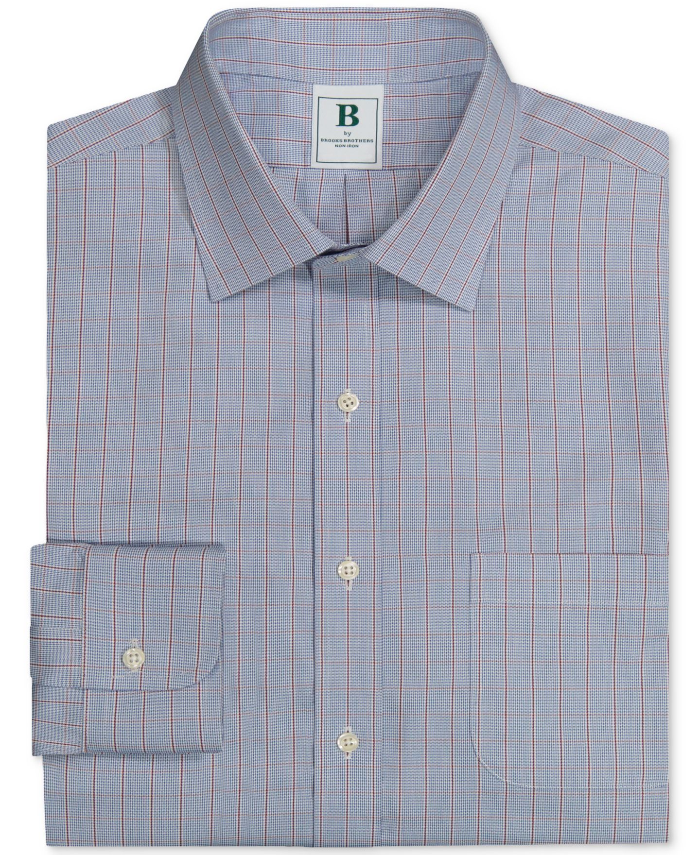 Мужская рубашка Brooks Brothers Regular-Fit Spread Collar Grid Check Dress Shirt, цвет: Тёмно-синий — фото 6