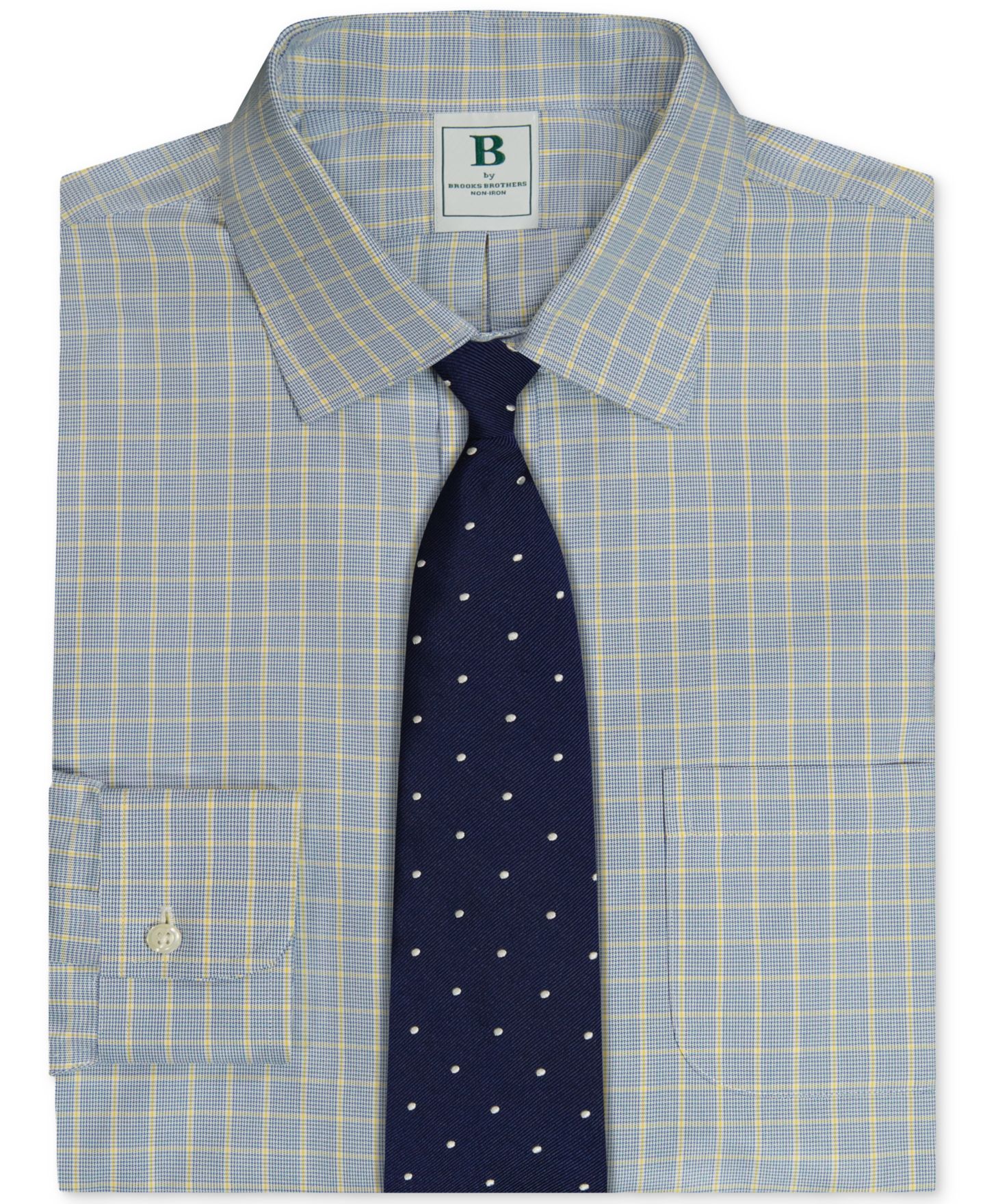 Мужская рубашка Brooks Brothers Regular-Fit Navy Check Dress Shirt, цвет: Тёмно-синий разноцветный — фото 6