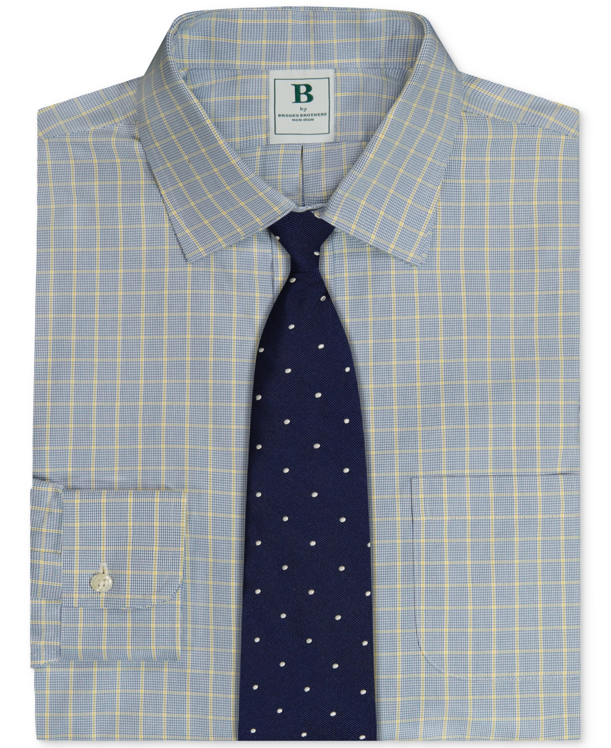 Brooks Brothers Men's Regular-Fit Navy Check Dress Shirt