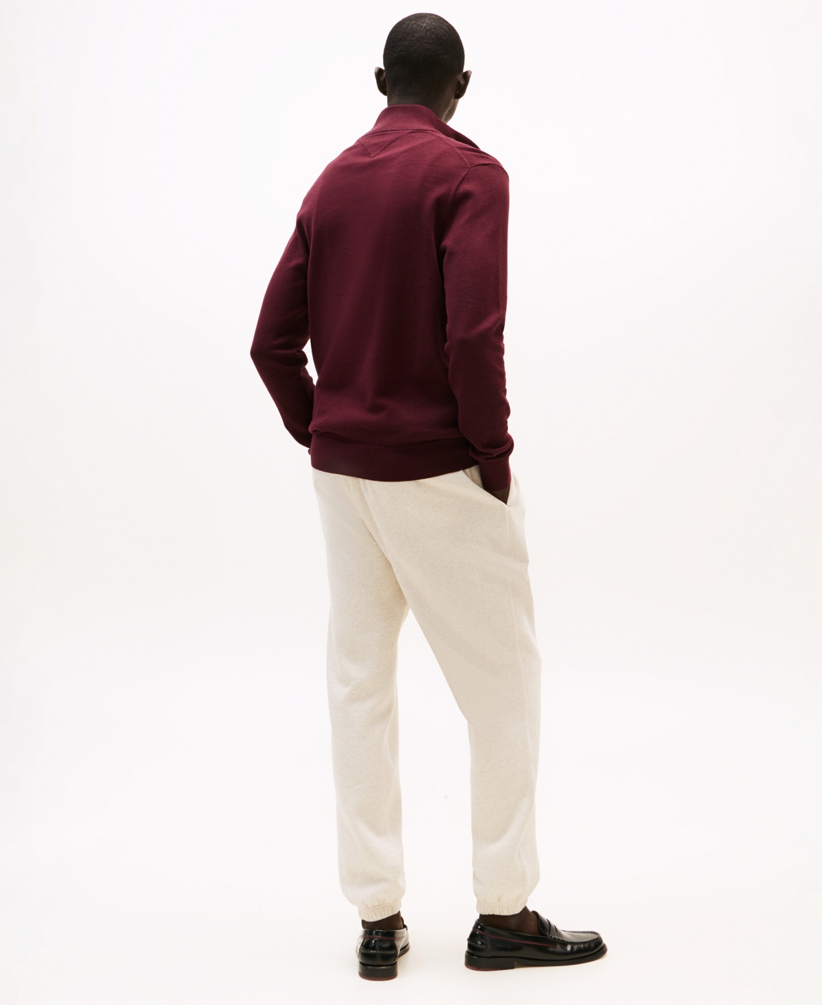 Tommy Hilfiger Men's Quarter-zip Pullover Knit Sweater In Burgundy