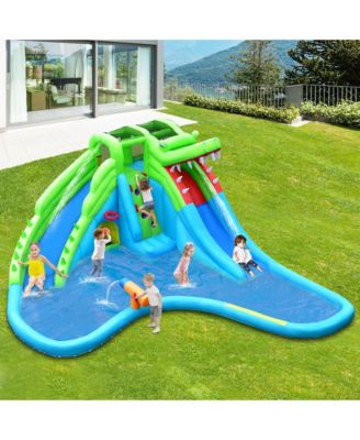 Crocodile Inflatable Water Slide Park Kids Bounce House with Dual Slides With 780W Blower