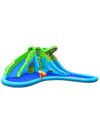 Crocodile Inflatable Water Slide Park Kids Bounce House with Dual Slides With 780W Blower