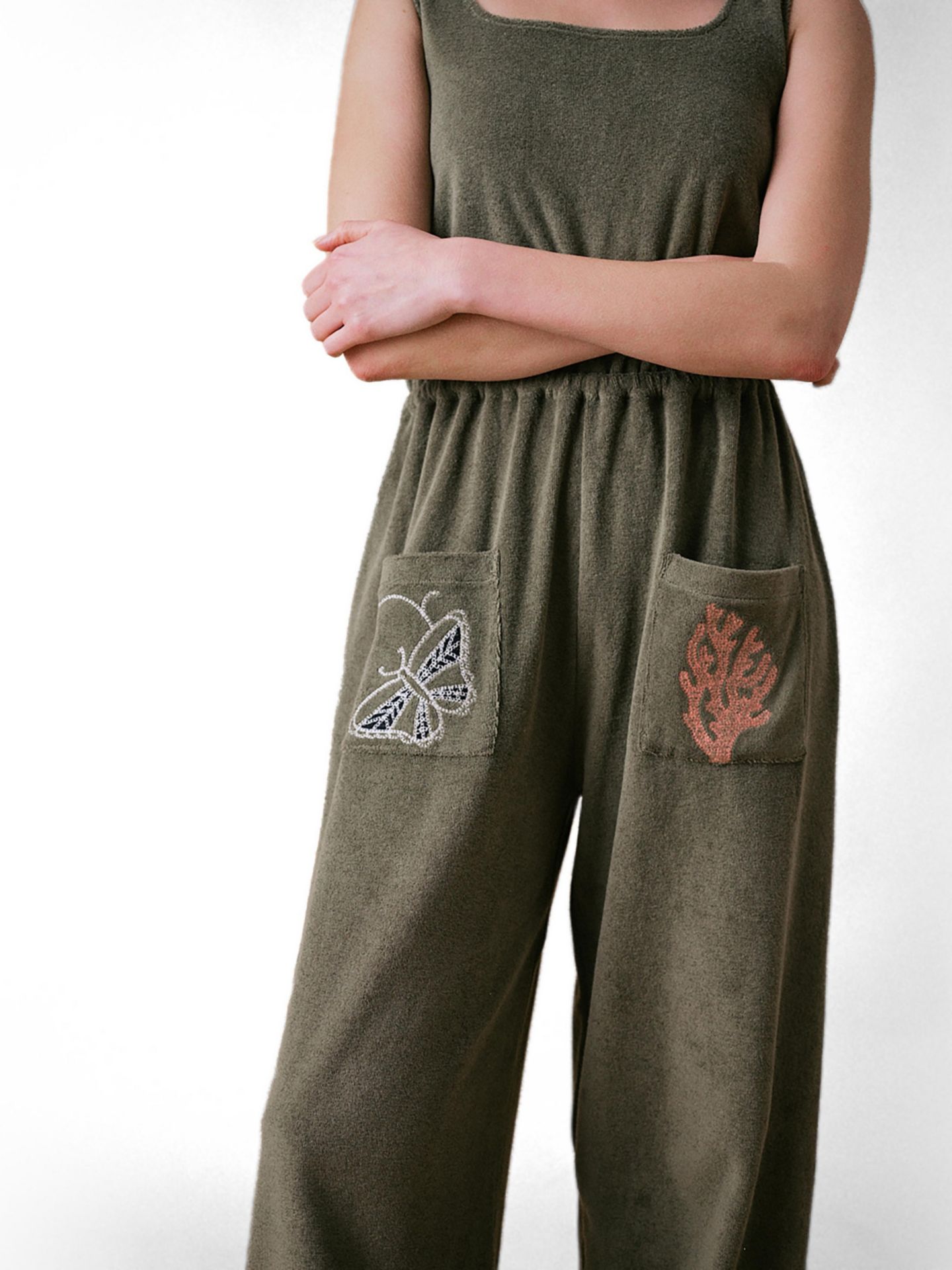 Женский комбинезон Cape Cove Sea Coral Terry Jumpsuit, цвет: Хаки — фото 2