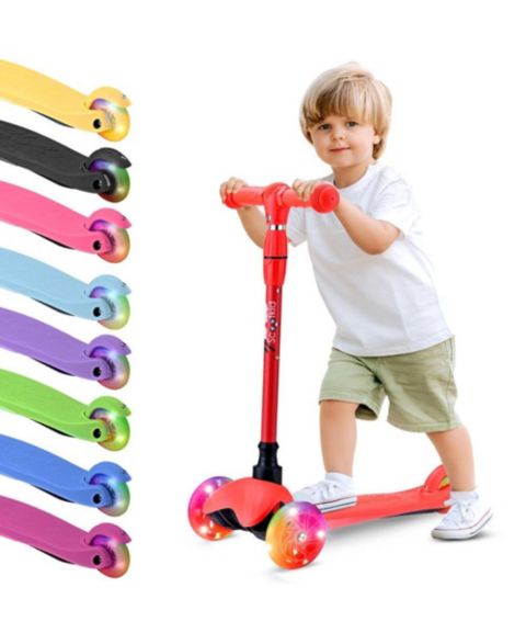 Детская игрушка Hurtle Mini Kickboard Scooter with LED Light Wheels, Ages 2+, цвет: Красный