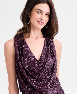 Women's Sequined Cowlneck Gown