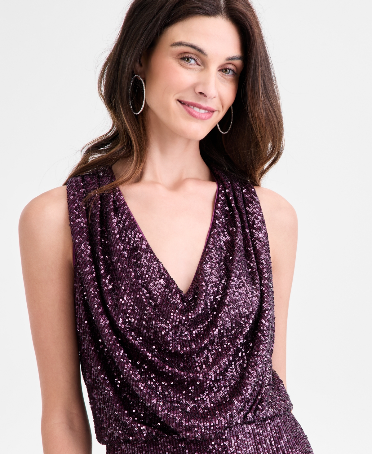 Eliza J Women's Sequined Cowlneck Gown In Purple