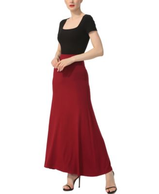 Women's Waist Ruched Pull On Maxi Skirt