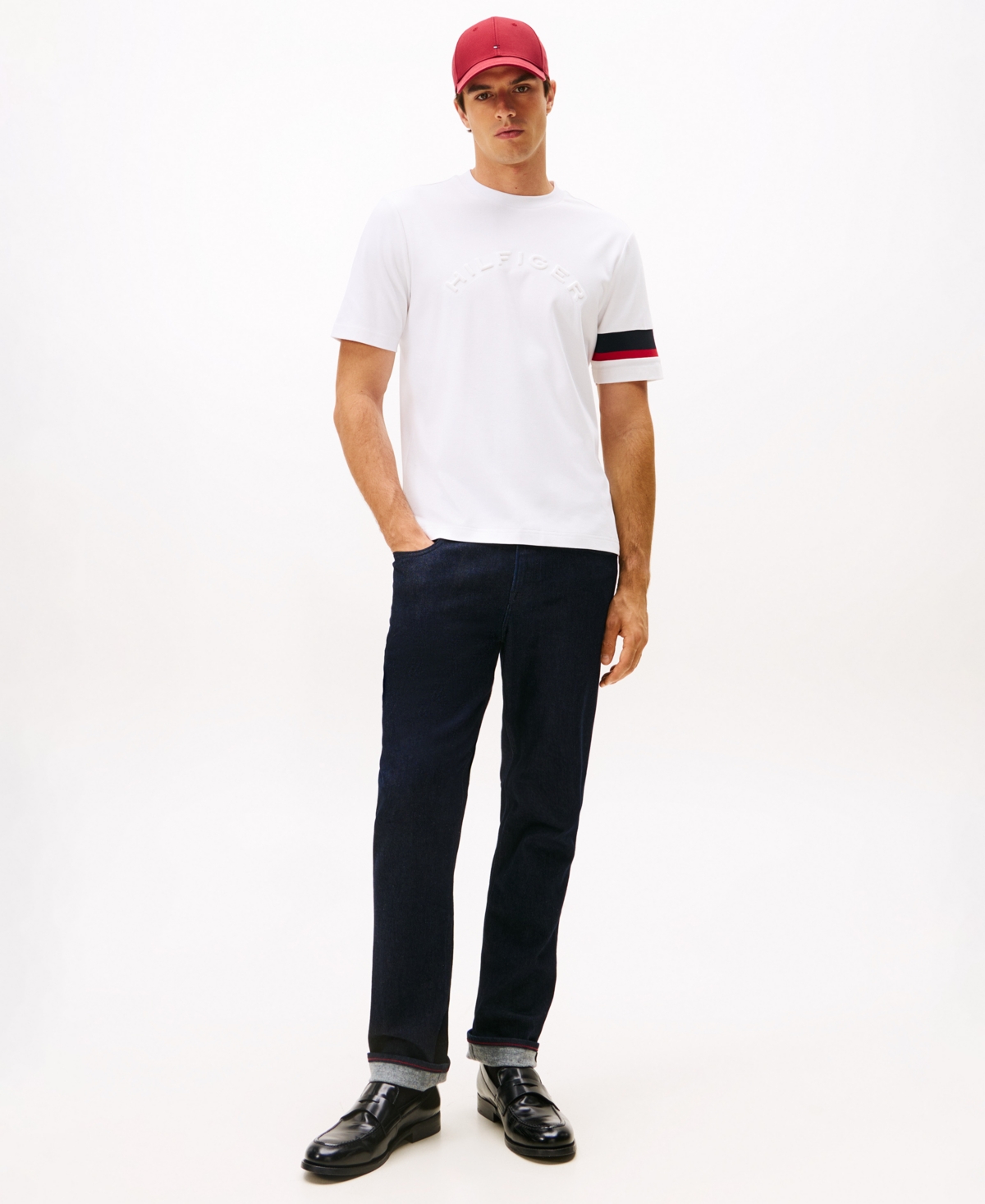 Tommy Hilfiger Signature Stripe Sleeve T In White
