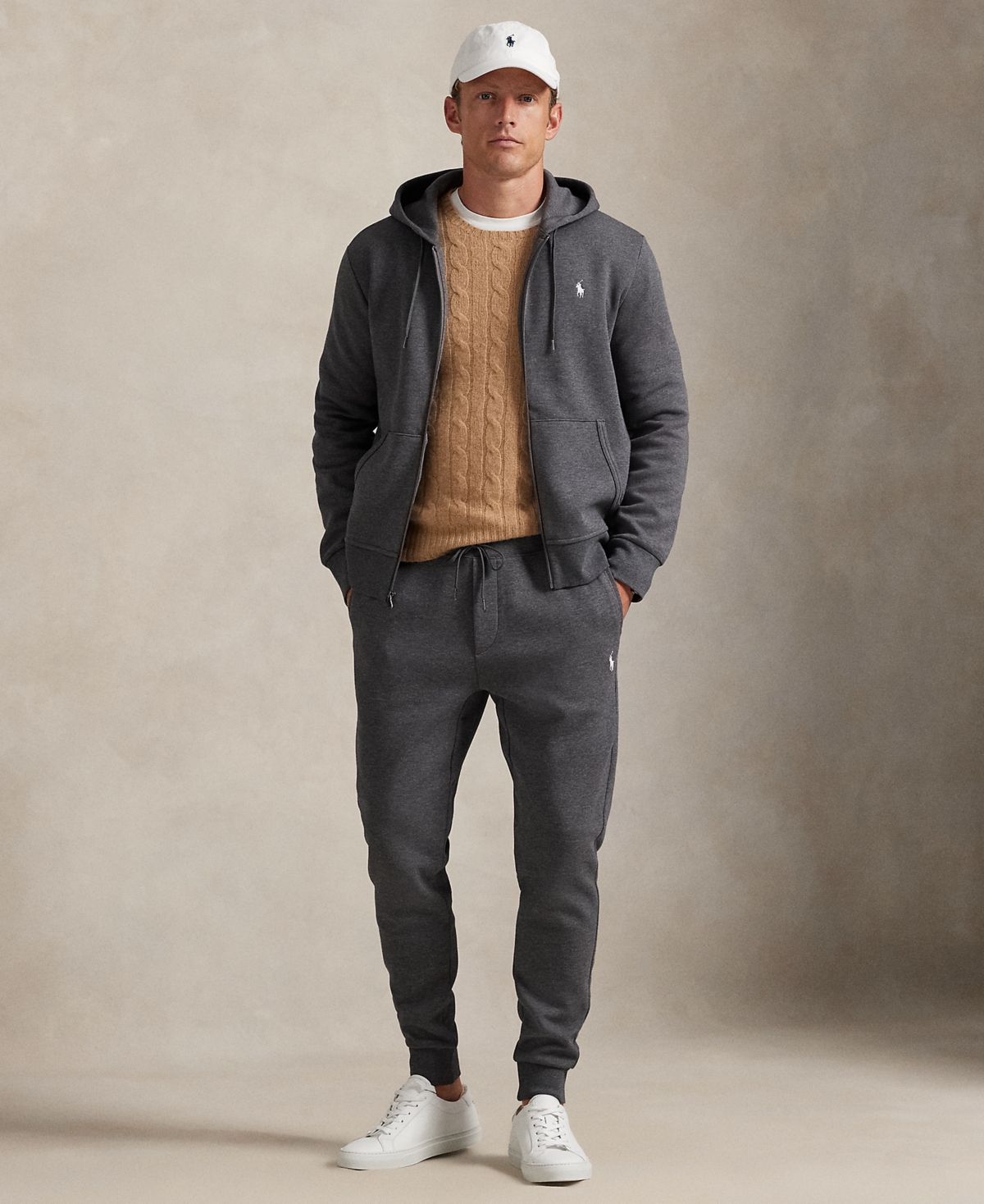 Polo Ralph Lauren Hooded Knitwear Featuring Front Pockets In Gray