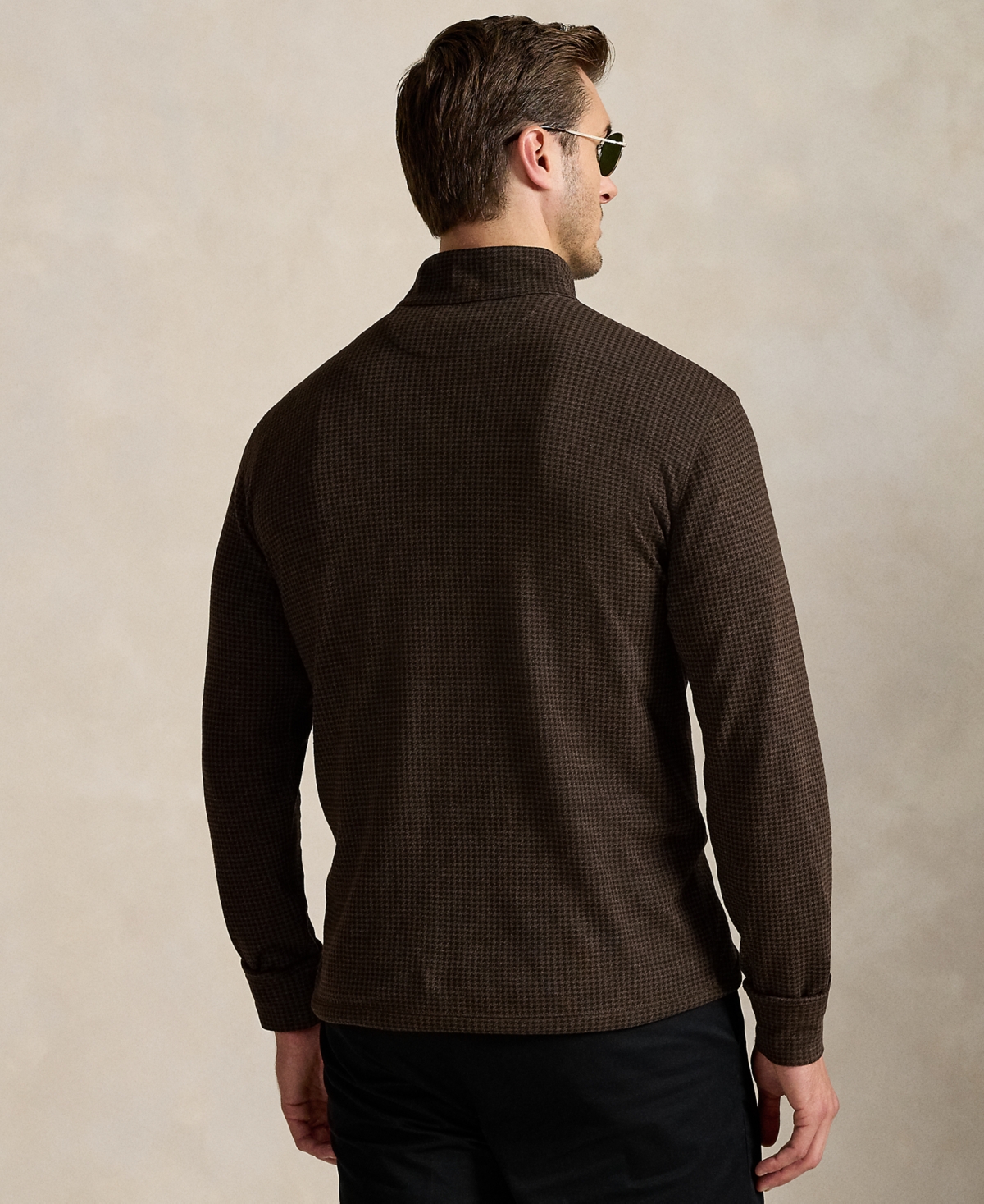 Polo Ralph Lauren Men's Big & Tall Houndstooth Luxury Jersey Pullover In Brown
