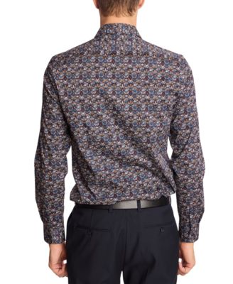 Men's Parker Slim Fit Long Sleeve Abstract Print Button-Front Shirt