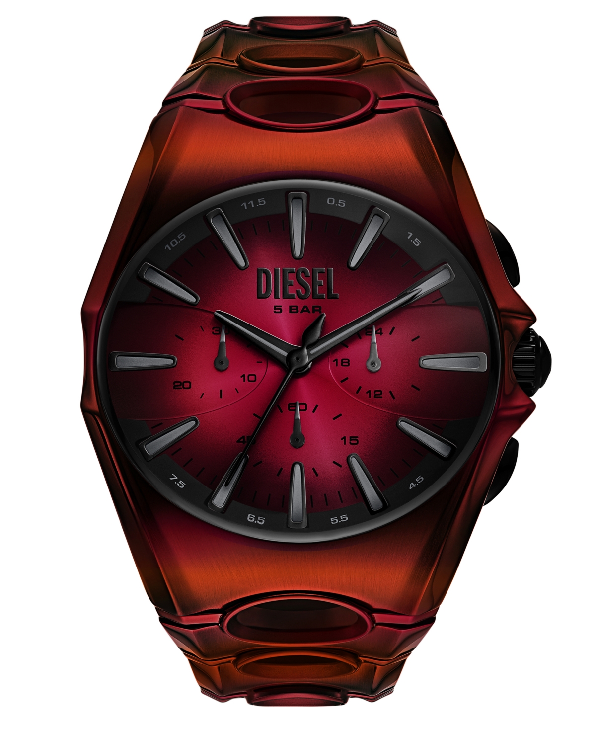 Diesel Men's D-curve Quartz Chronograph Red Stainless Steel Watch, 48mm In Red
