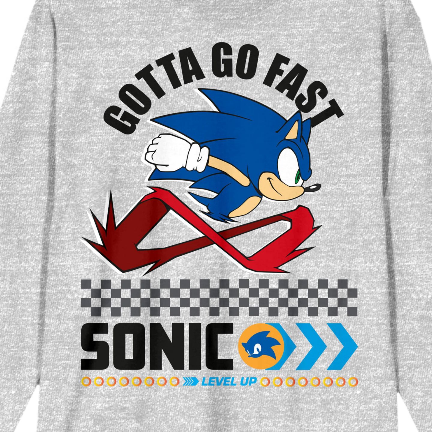 Мужская футболка Sonic the Hedgehog Modern Gotta Go Fast Crew Neck Long Sleeve Athletic Heather Adult Tee-Large, цвет: Серый — фото 2
