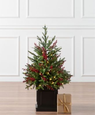 4 ft Outdoor Berry Pre-Lit Potted Tree