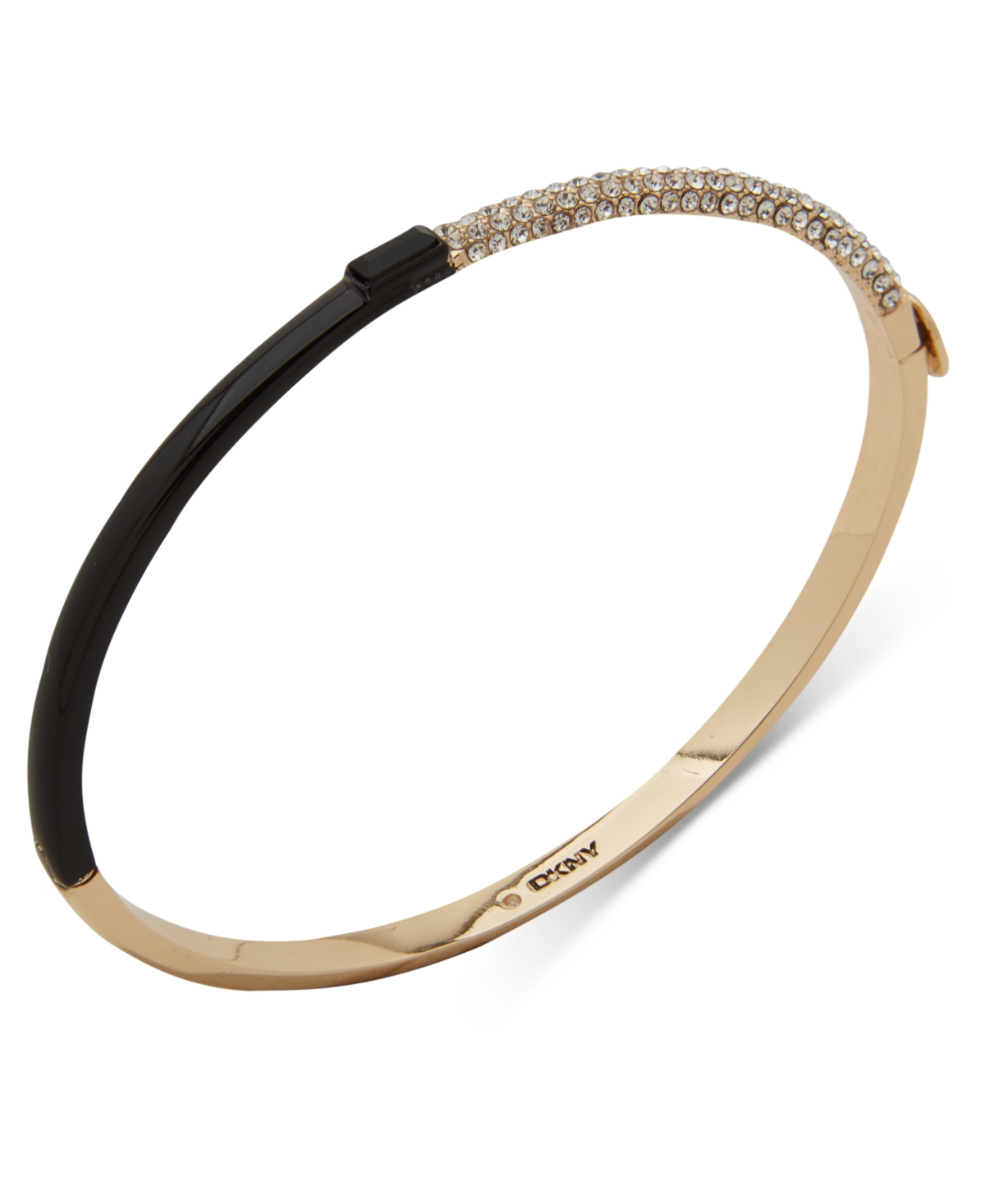 Dkny Gold-tone Jet Pave Bangle Bracelet In Black
