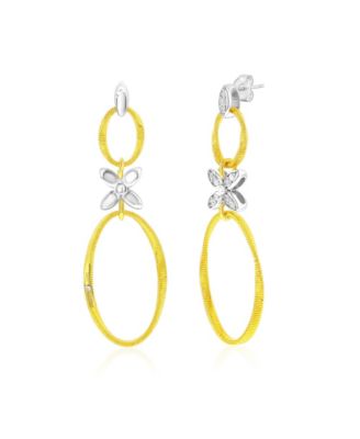 Suzy Levian Golden Helix Sterling Silver & Cubic Zirconia Flower Double Circle Coil Earrings