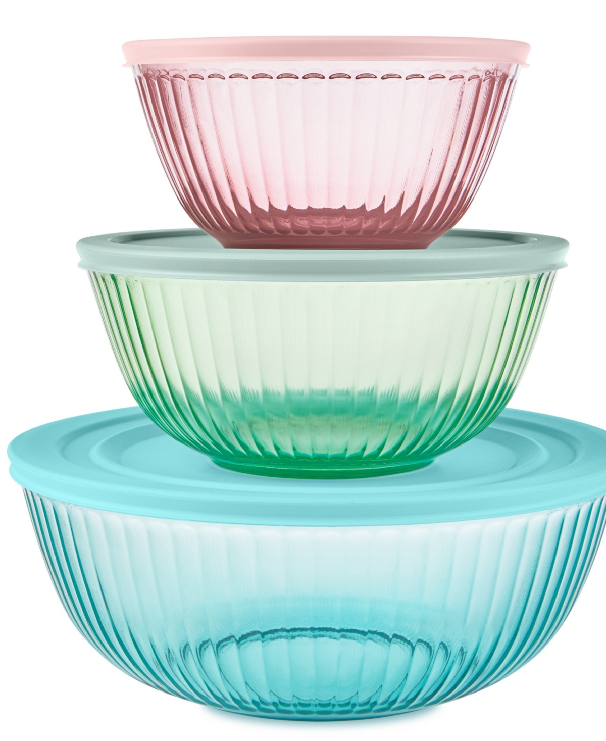Pyrex Colors Sculpted Tinted Dreams 6-piece Mixing Bowl Set In Multi
