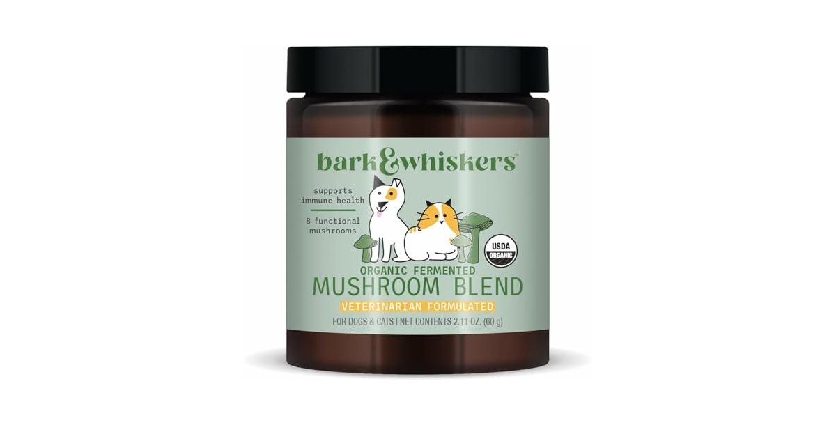 Bark & Whiskers Organic Fermented Mushroom Blend for Cats and Dogs, 2.11 Oz. (60g), 60 Scoops, Supports Digestive and Immune Function, Veterinarian Fo