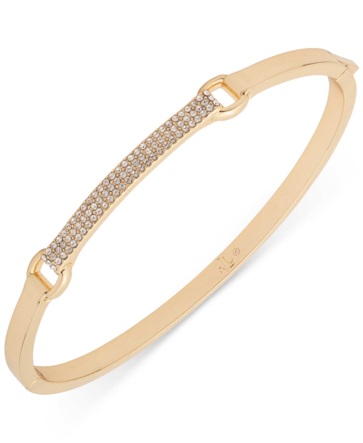 Ralph Lauren Gold-tone Crystal Hinge Bangle Bracelet In Gold