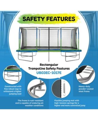 - Mega 10' X 17' Gymnastics Style, Rectangular Trampoline Set with Premium Top-Ring Enclosure System