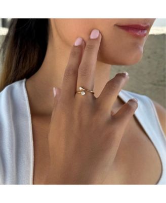 14k Gold Vermeil .925 Sterling Silver Adjustable Crystal Overlapping Ring