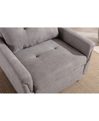 35"W Gray Woven Convertible Armchair