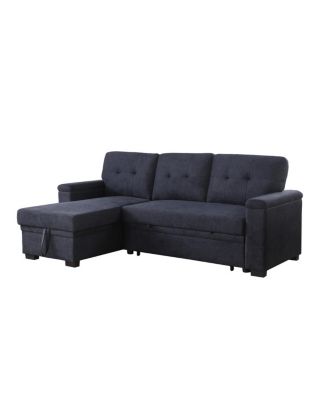 84.5"W Woven Fabric Reversible Sleeper Sectional Sofa with Storage Chaise