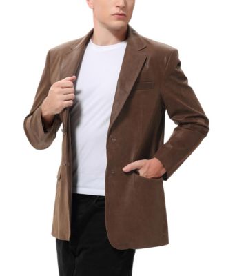 Men's Men Classic Two-Button Distressed Leather Blazer