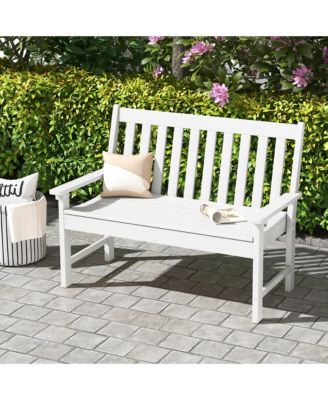 Garden Bench All-Weather HDPE 2-Person Outdoor Bench for Front Porch Backyard