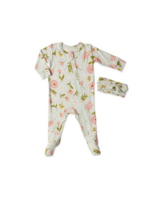 Baby Girls Grey by Everly Grey Zip Long Sleeve Footie & Head Wrap Set