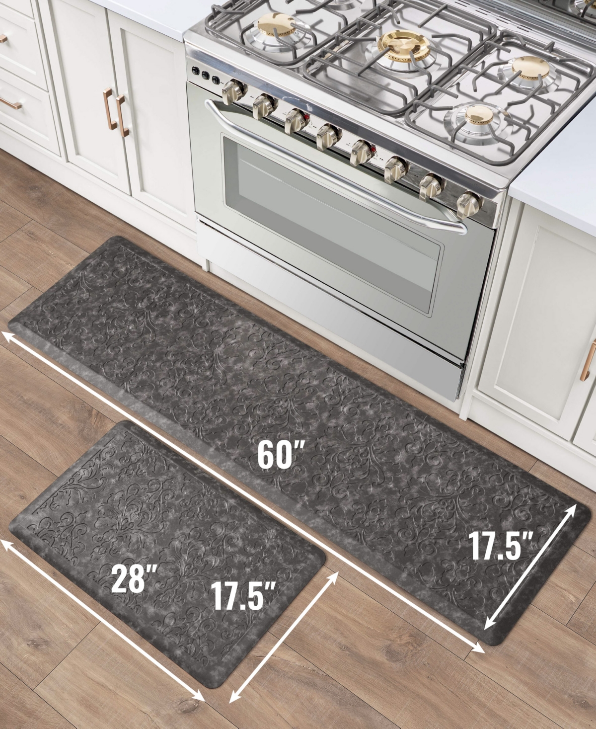 Chef Gear Marni Fatigue-resistant 2-pc. Kitchen Mat Set In Gray
