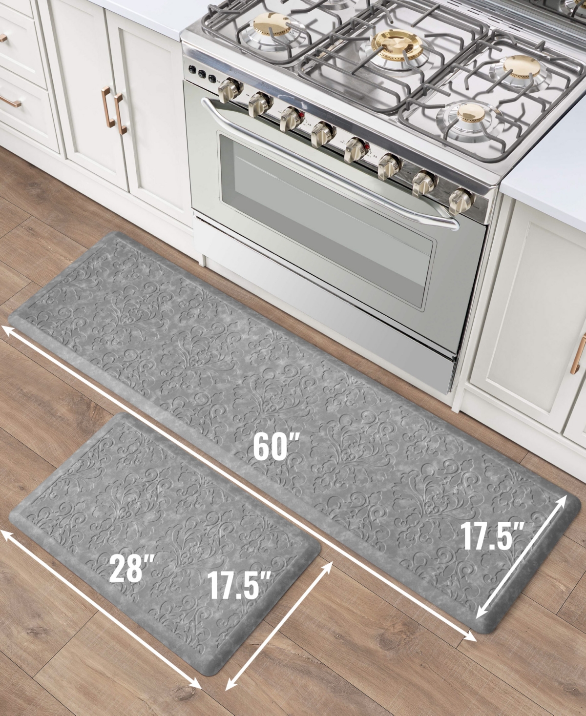 Chef Gear Marni Fatigue-resistant 2-pc. Kitchen Mat Set In Gray