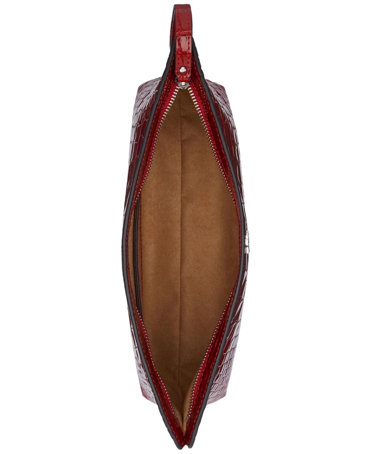 Ralph Lauren Crocodile-embossed Leather Large Pouch In Red