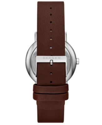 Men's Signatur Quartz Multifunction Brown Leather Watch, 40mm