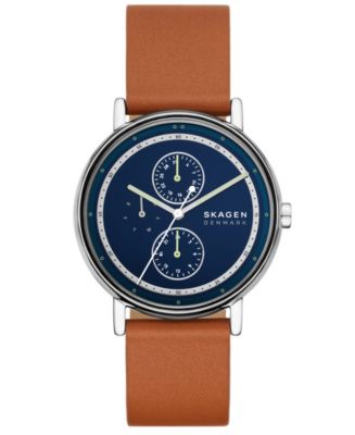 Skagen Men's Signatur Quartz Multifunction Brown Leather Watch