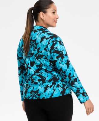 Plus Size Printed Gathered Collared Shirt, Macy's Exclusive