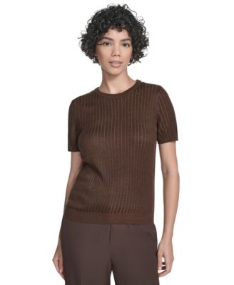 Calvin Klein - Women's Ribbed Short-Sleeve Sweater
