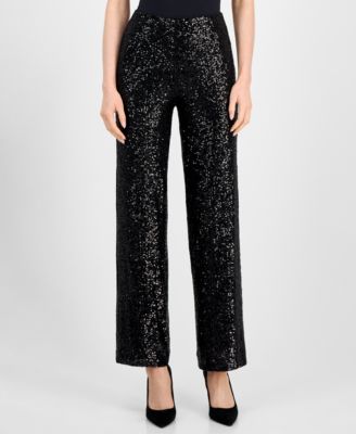 Women's Sequin High-Rise Wide-Leg Pants