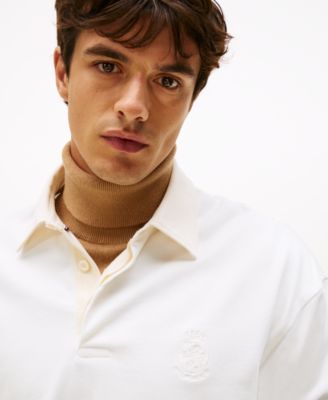 Men's Logo Crest Solid Rugby Sweater