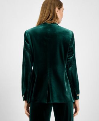 Women's Velvet One-Button Notch-Collar Jacket