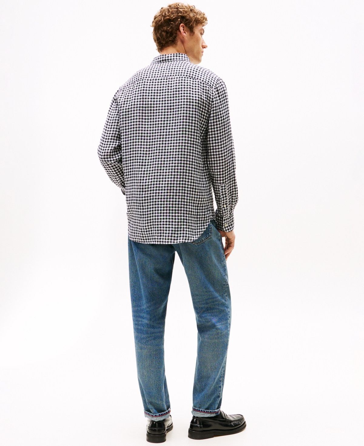 Tommy Hilfiger Men's 100% Linen Gingham Button Up Shirt