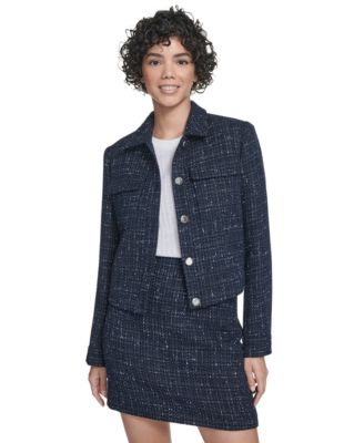 Women's Boucle Cropped Long-Sleeve Jacket