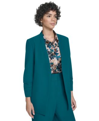 Women's Heavy Open-Front Ruched-Sleeve Blazer 