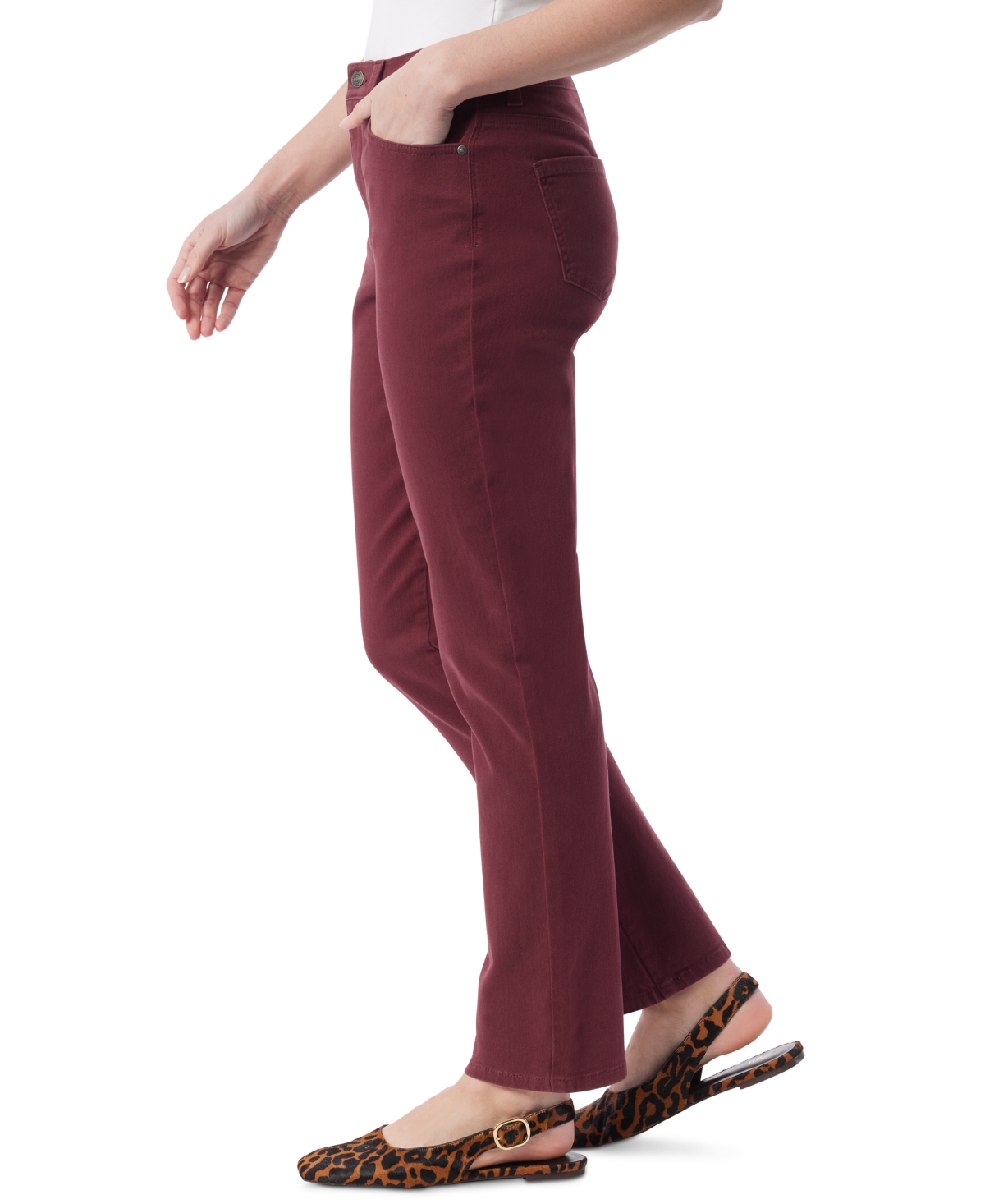 Gloria Vanderbilt Petite Amanda High-rise Straight-leg Jeans In Burgundy