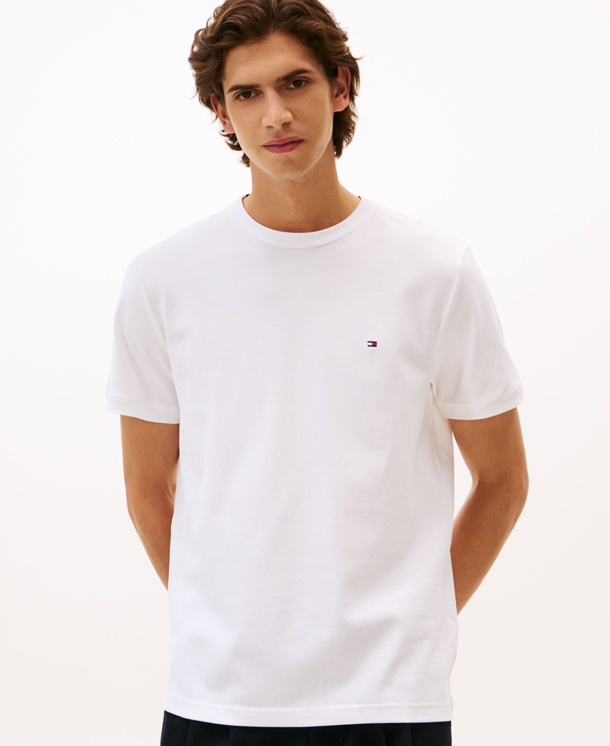 Мужская красная, белая и синяя футболка с текстурой Пике