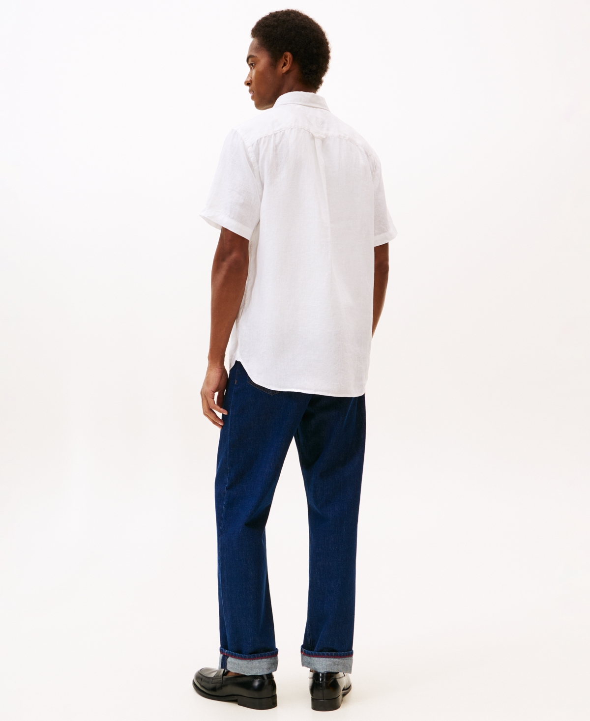 Tommy Hilfiger Men's Regular-fit Linen Short-sleeve Shirt In White