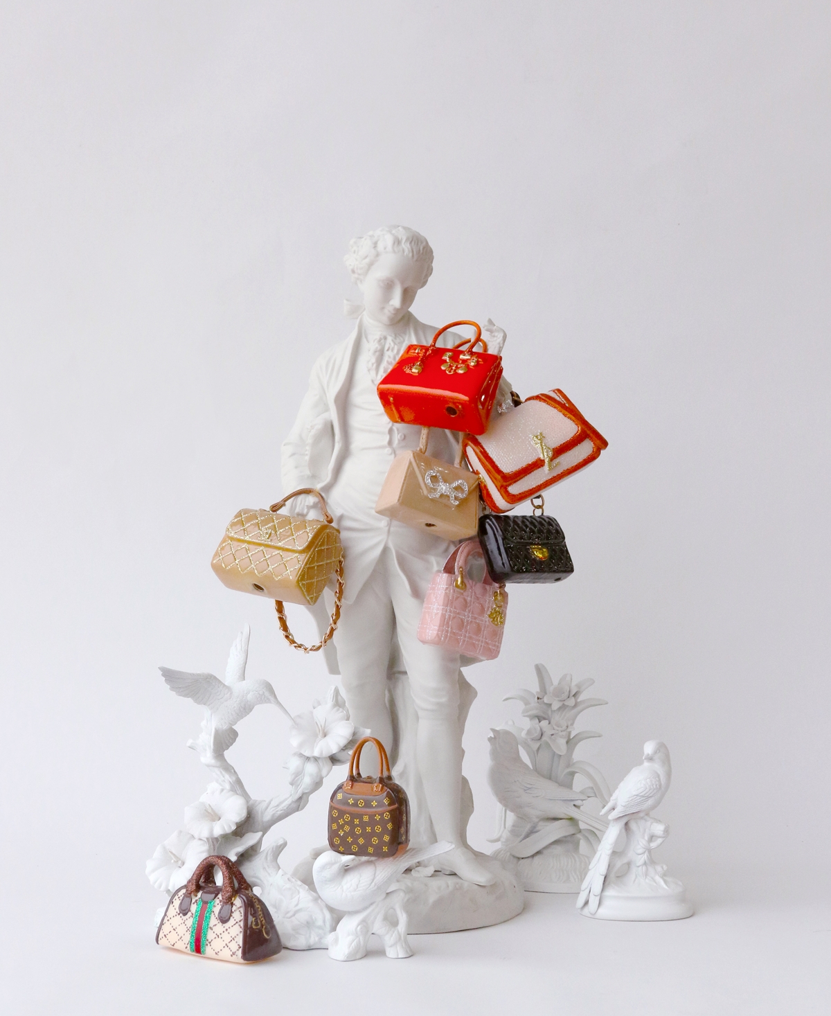 Cody Foster & Co. Luxe Handbag Glass Ornament In Multi
