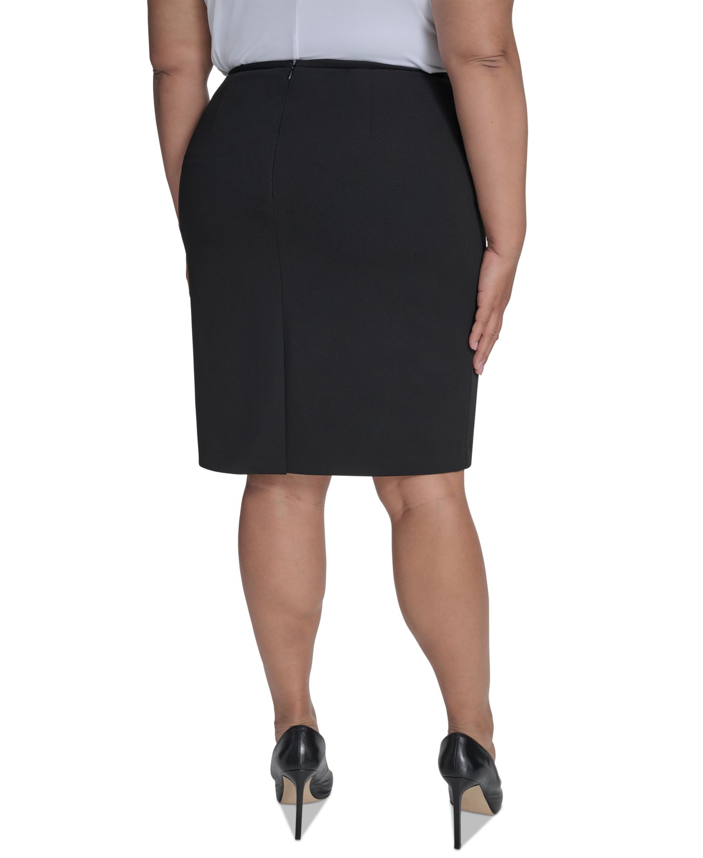 Женская юбка Calvin Klein Plus Size Soft Crepe Pencil, цвет: Чёрный — фото 4